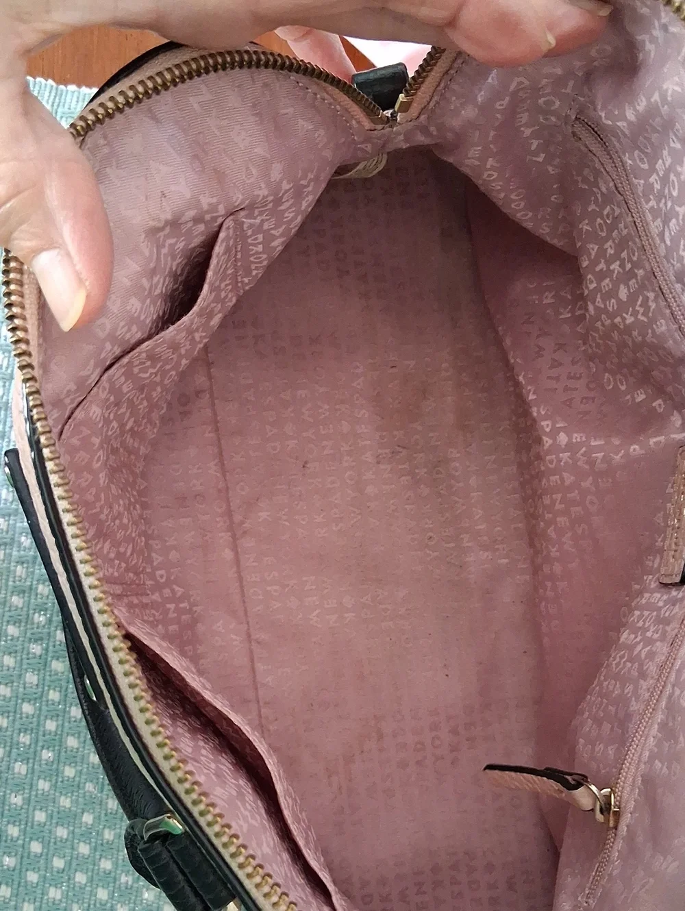 Kate Spade Pink & Black Pebbled Leather Convertible Satchel Xbody Zip Top Bag